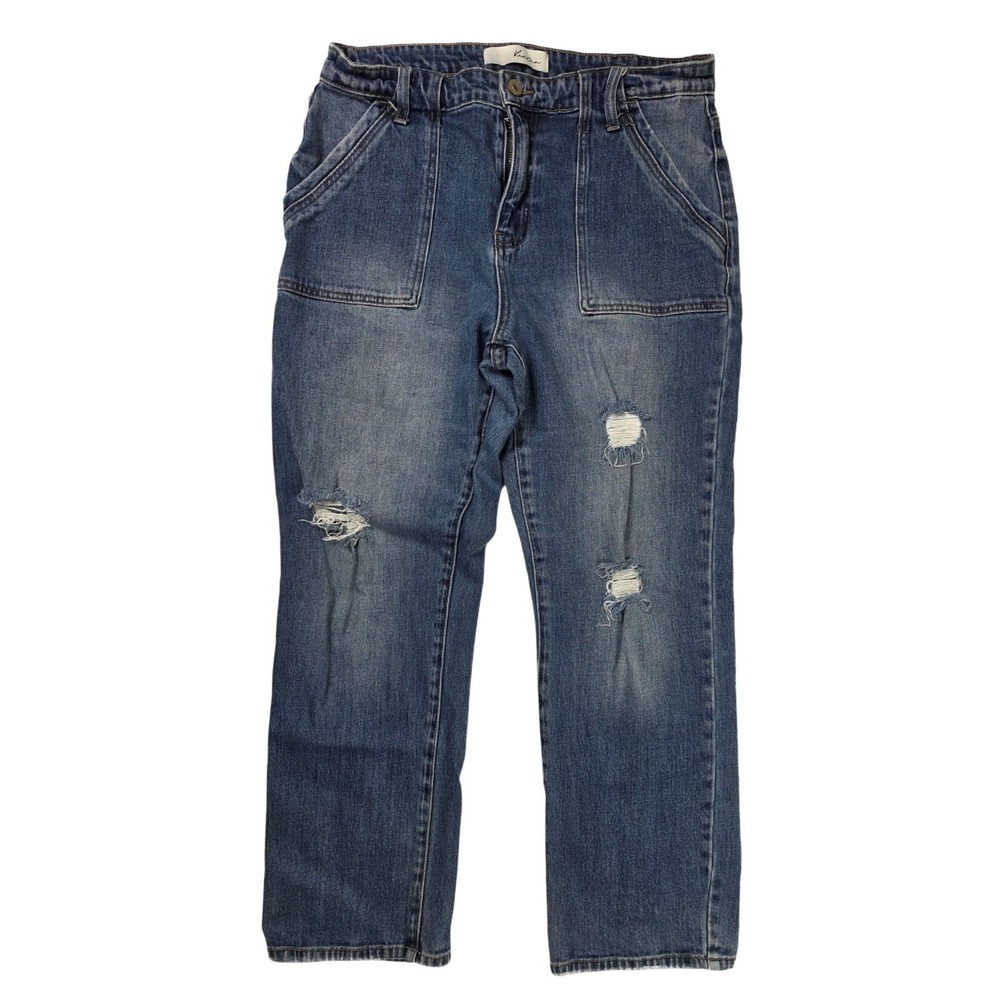 KanCan Straight Fit Utility Pockets Distressed Denim Jeans Womens Size 11/29